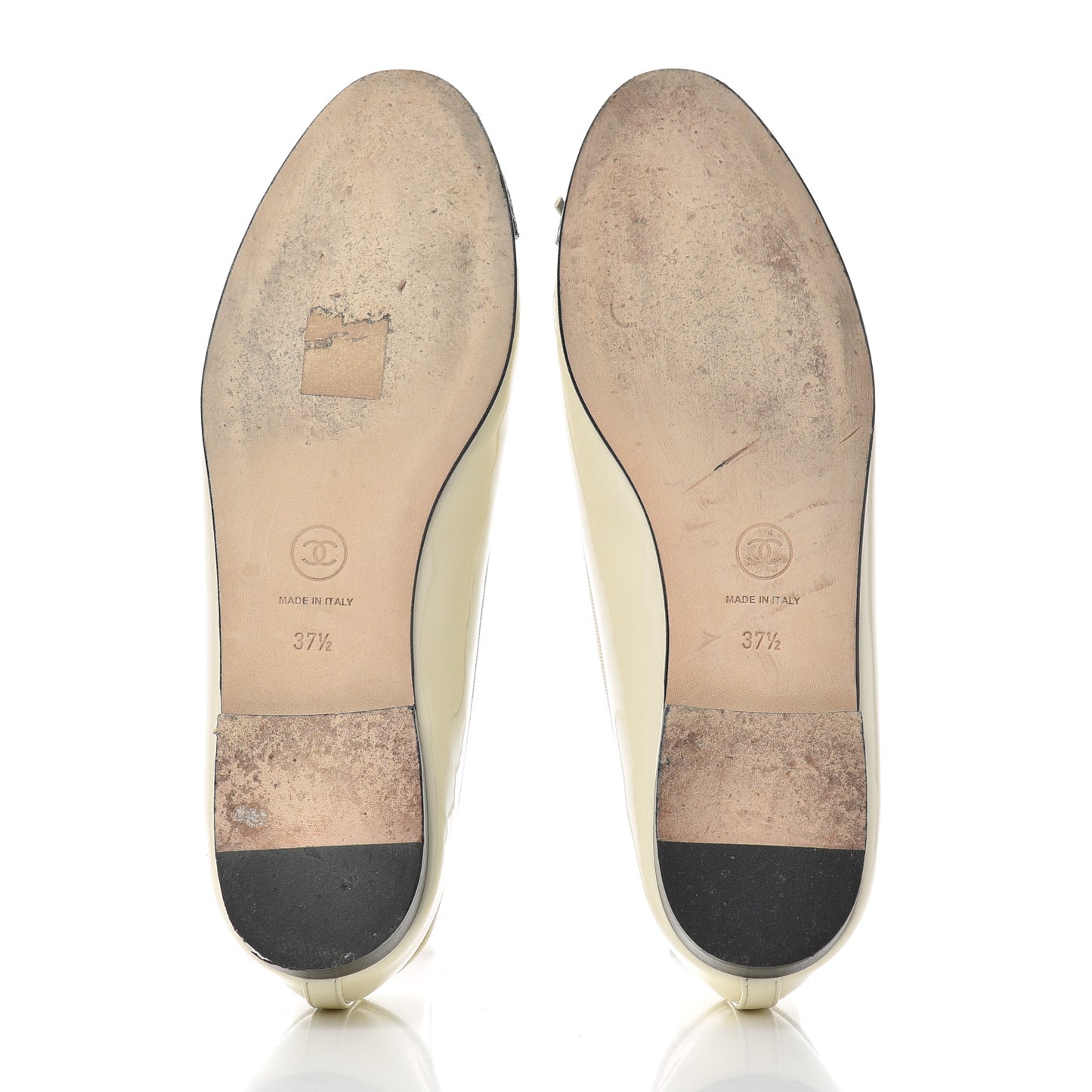 Patent CC Cap Toe Ballerina Flats 37.5 Beige Black