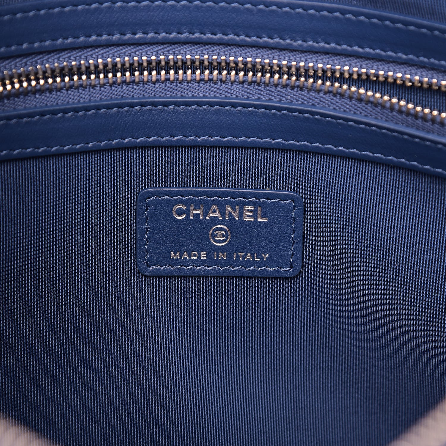 Chanel Caviar Quilted Medium Cosmetic Case Blue 5 of 7