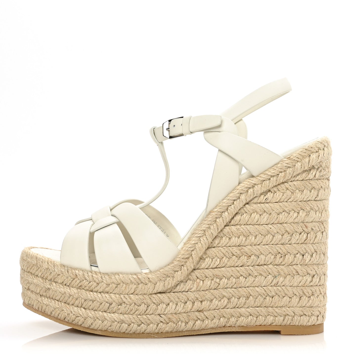 Calfskin Tribute 95 Platform Espadrille Wedge Sandals 40 Porcellana