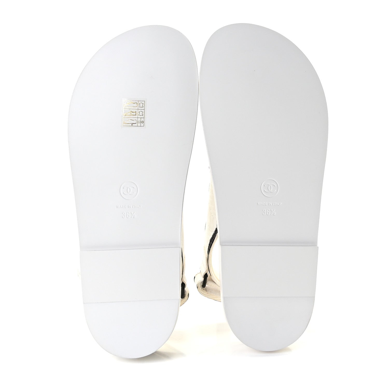 Chanel Printed Calfskin Velcro Dad Sandals 36.5 White Black 8 of 12