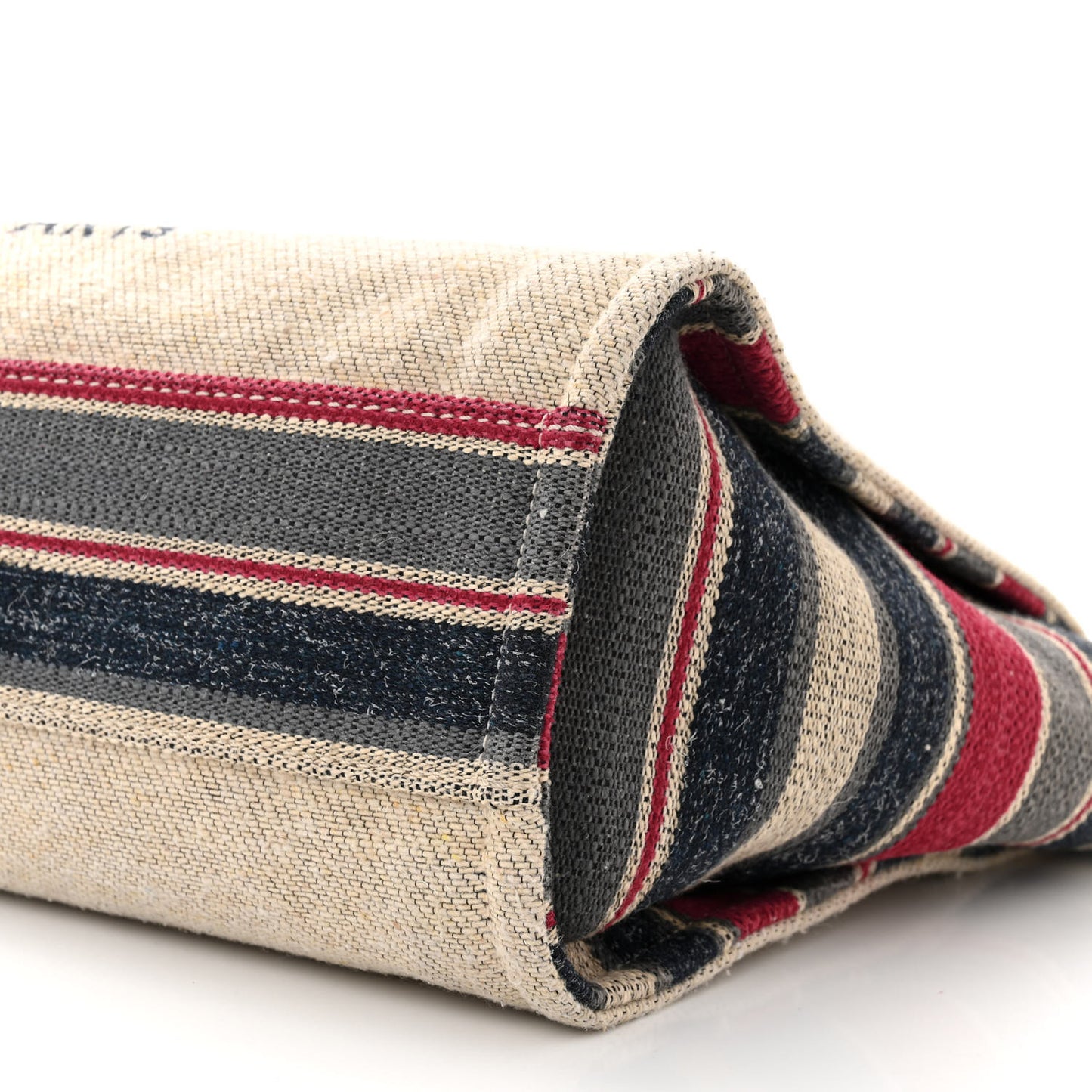 Striped Canvas Small Deauville Tote Beige