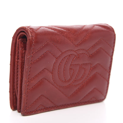 Gucci Calfskin Matelasse GG Marmont Card Case Wallet Hibiscus Red 3 of 15