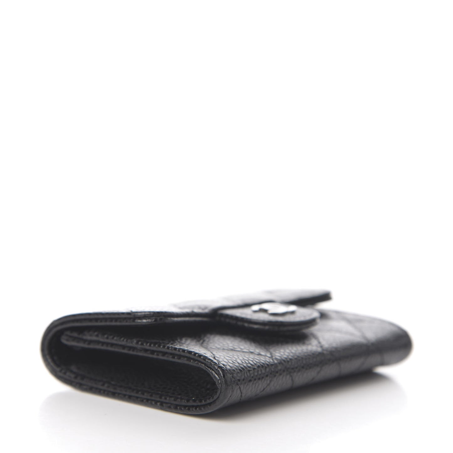 Caviar Quilted Flap Card Holder Black