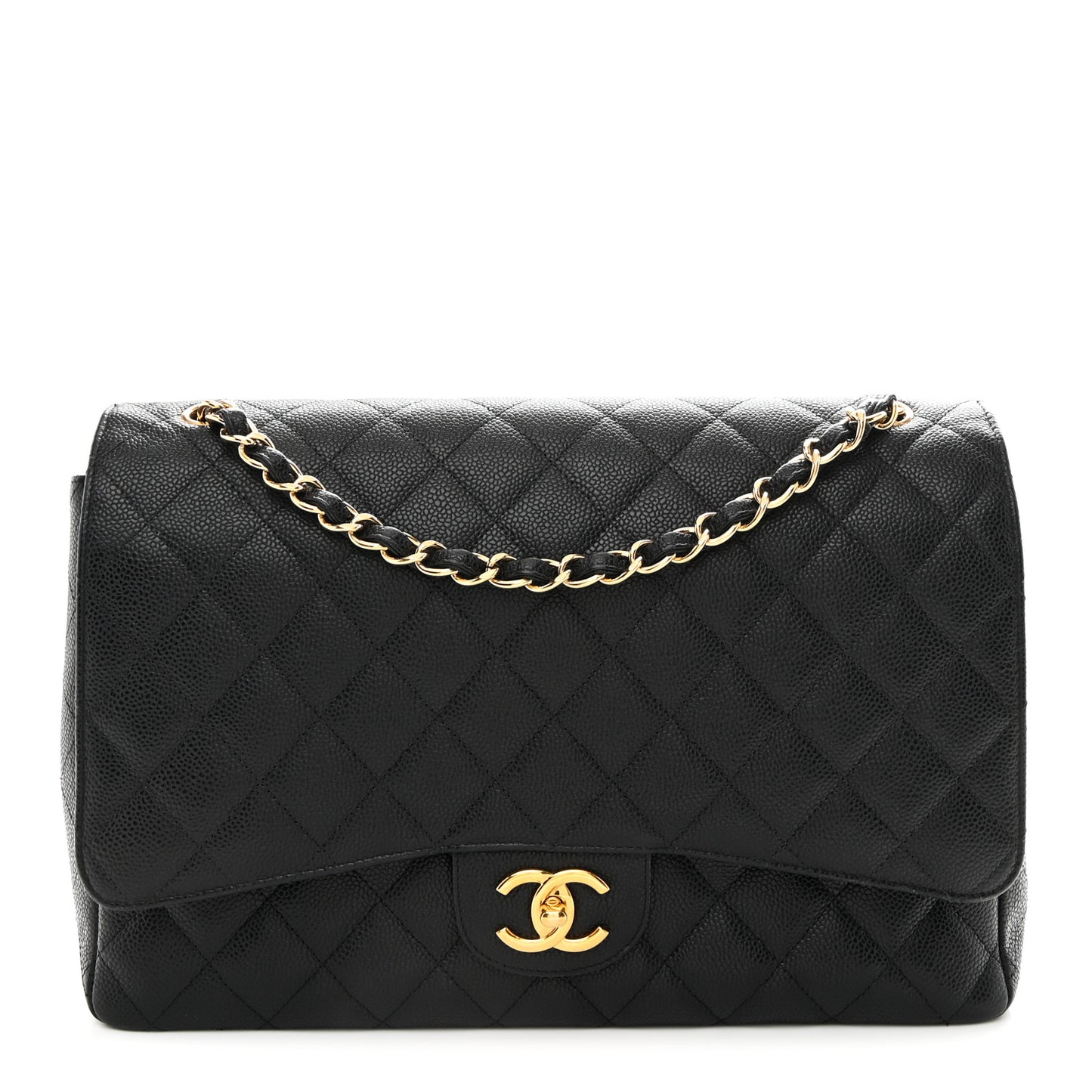 Caviar Quilted Maxi Double Flap Black