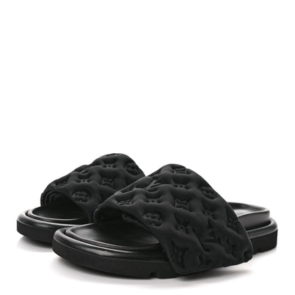 Louis Vuitton Technical Fabric Embossed Monogram Pool Pillow Comfort Mules 39 Black 3 of 10
