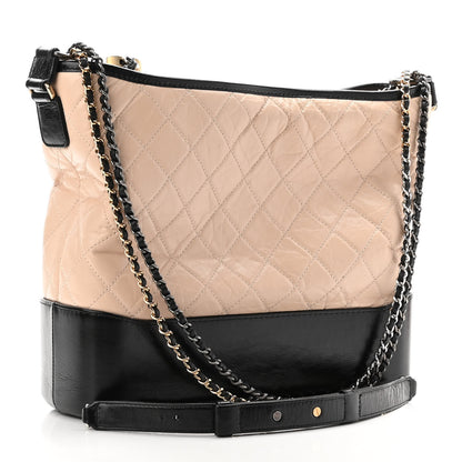 Chanel Aged Calfskin Quilted Large Gabrielle Hobo Beige Black 3 of 10