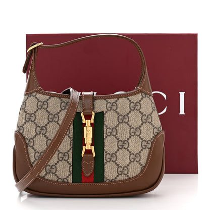 Gucci GG Supreme Monogram Azalea Calfskin Web Mini Jackie 1961 Hobo Beige Ebony Brown Sugar 11 of 11