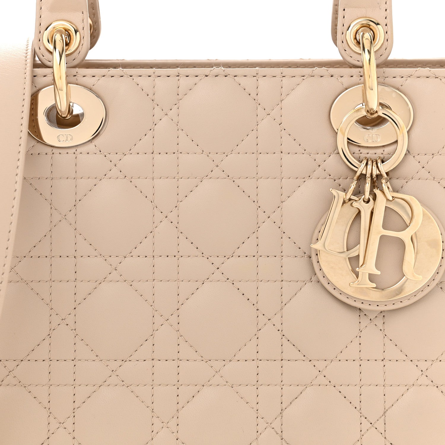 Christian Dior Lambskin Cannage Medium Lady Dior Beige 8 of 10