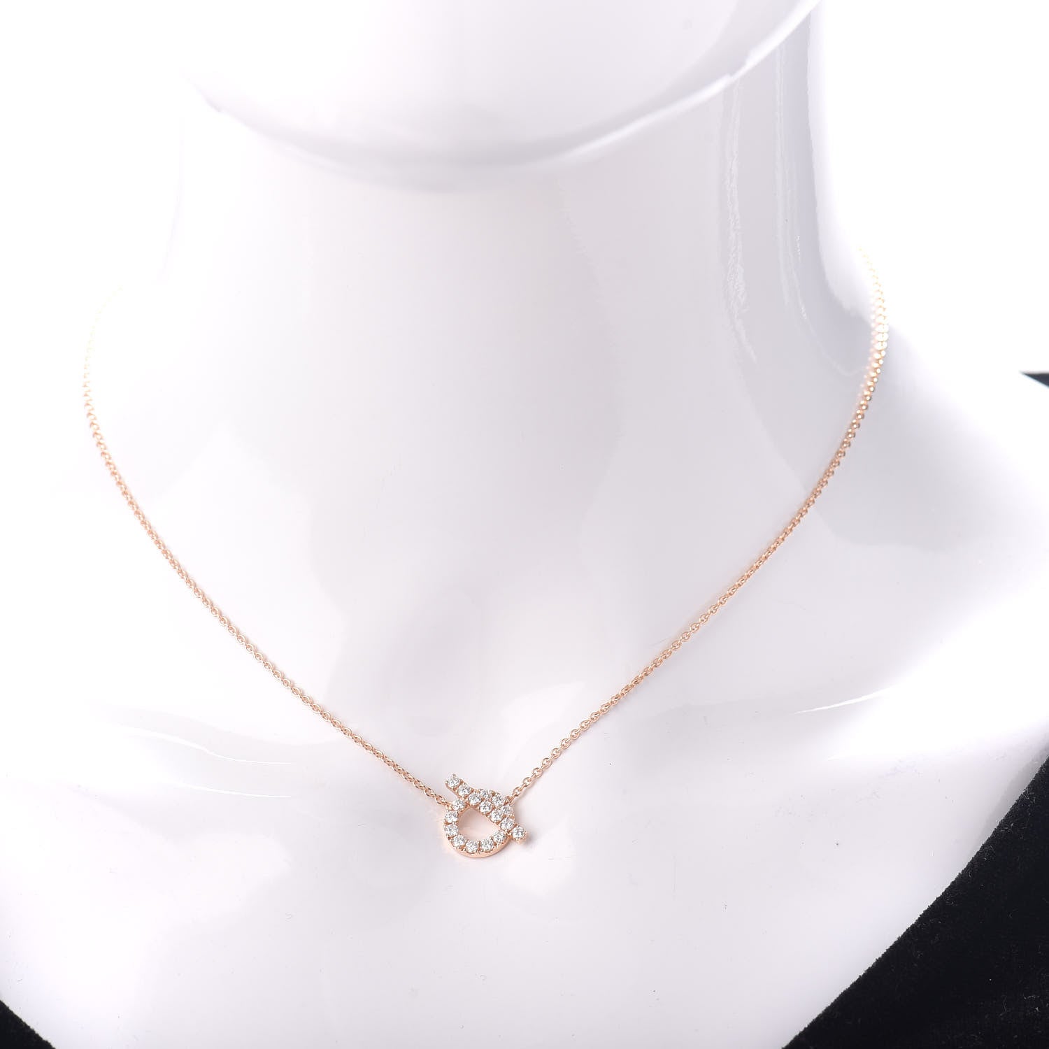 Hermes 18K Rose Gold Diamond Finesse Pendant Necklace 2 of 4