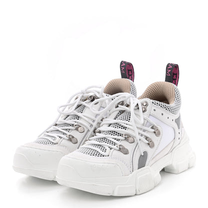 Gucci X SEGA Mesh Calfskin Suede Womens Flashtrek Sneakers 35 Great White 3 of 9