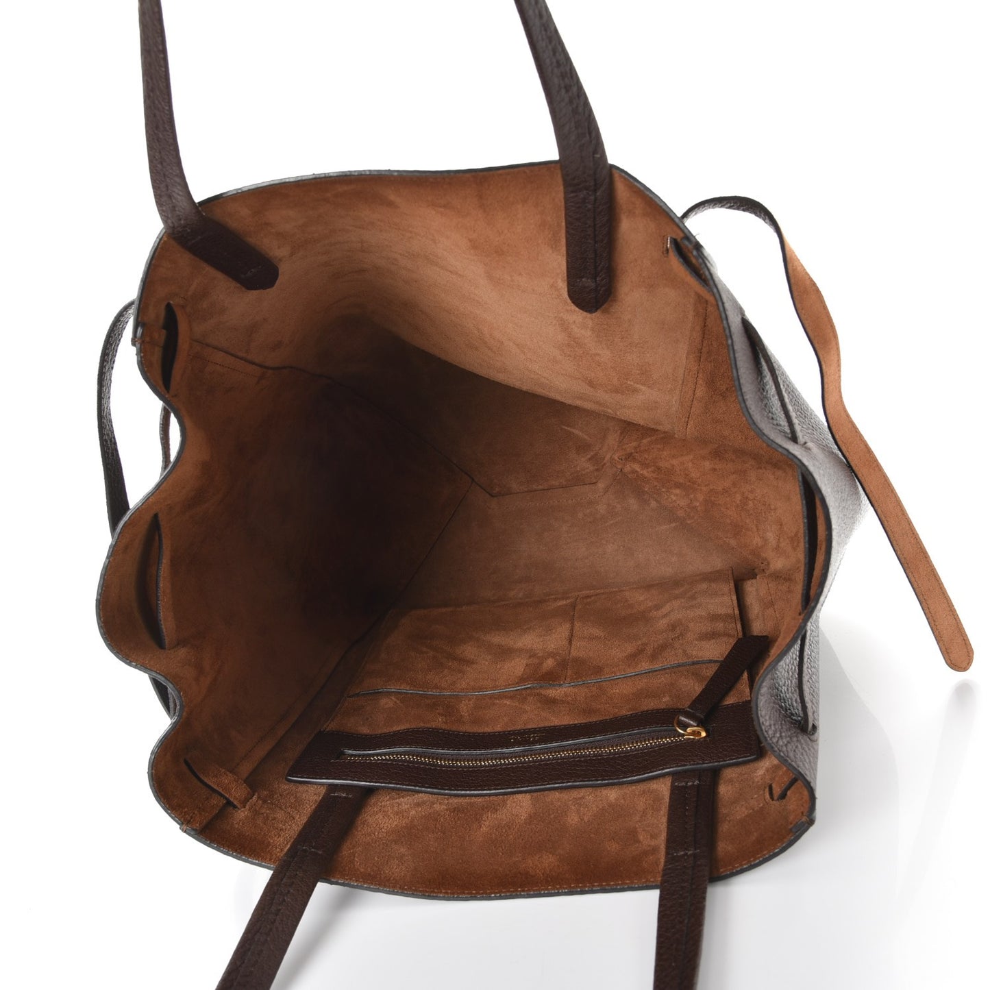 Shiny Grained Calfskin Medium Belt Cabas Phantom Brown