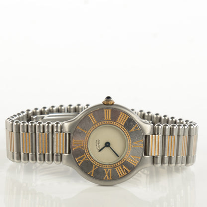 Cartier Stainless Steel 18K Yellow Gold 28mm Must De 21 Quartz Watch 4 of 8