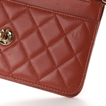 Chanel Lambskin Quilted Trendy CC Wallet On Chain WOC Red 13 of 14