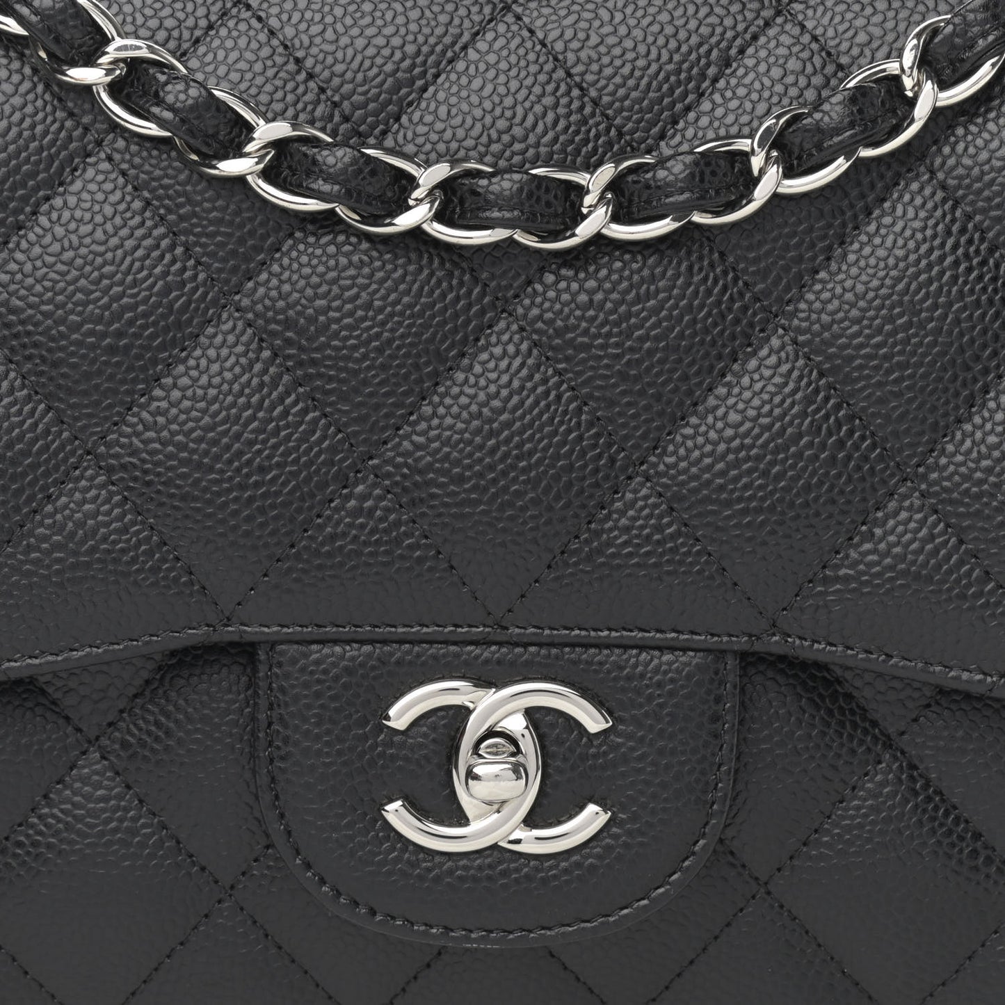 Caviar Quilted Jumbo Double Flap Black