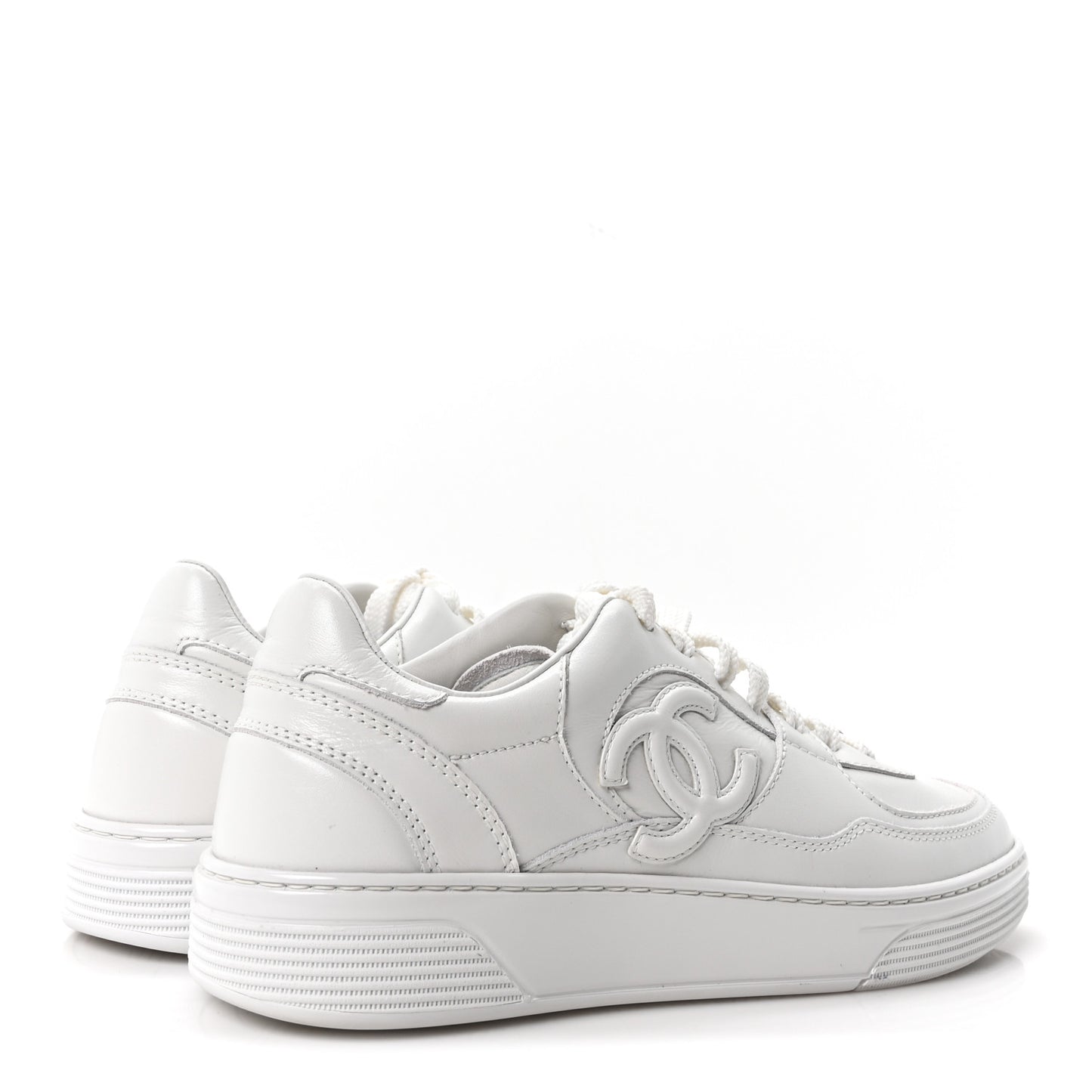 Calfskin Womens CC Sneakers 37.5 White