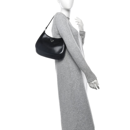 Prada Spazzolato Cleo Shoulder Bag Black 2 of 11