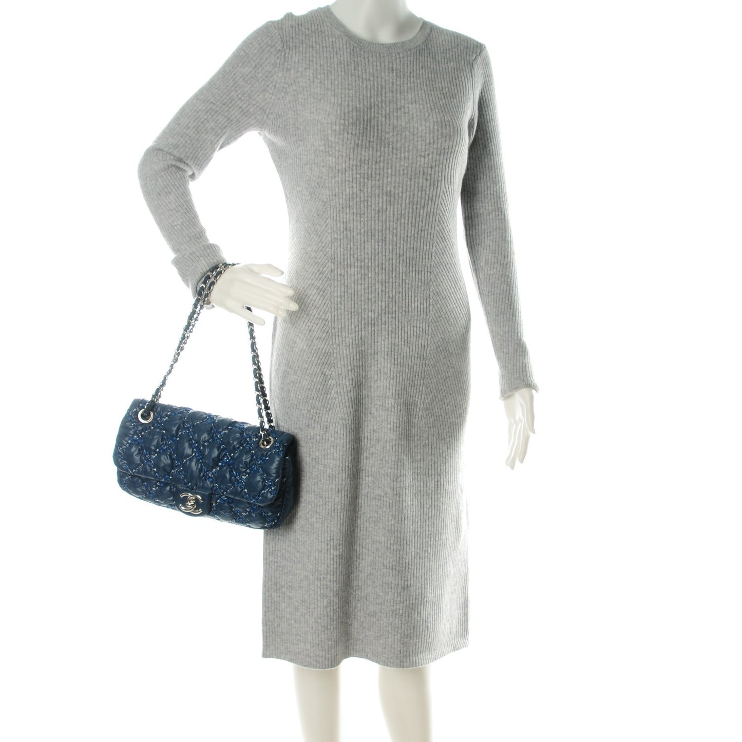 Nylon Quilted Tweed on Stitch Medium Bubble Flap Blue