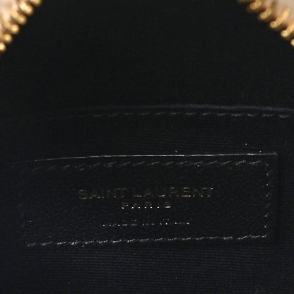 Saint Laurent Grain De Poudre Matelasse Chevron Quilted Round Vinyle Camera Bag Gold Sand 6 of 11