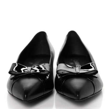 Chanel Lambskin Patent CC Cap Toe Bow Ballerina Flats 40.5 Black 2 of 6