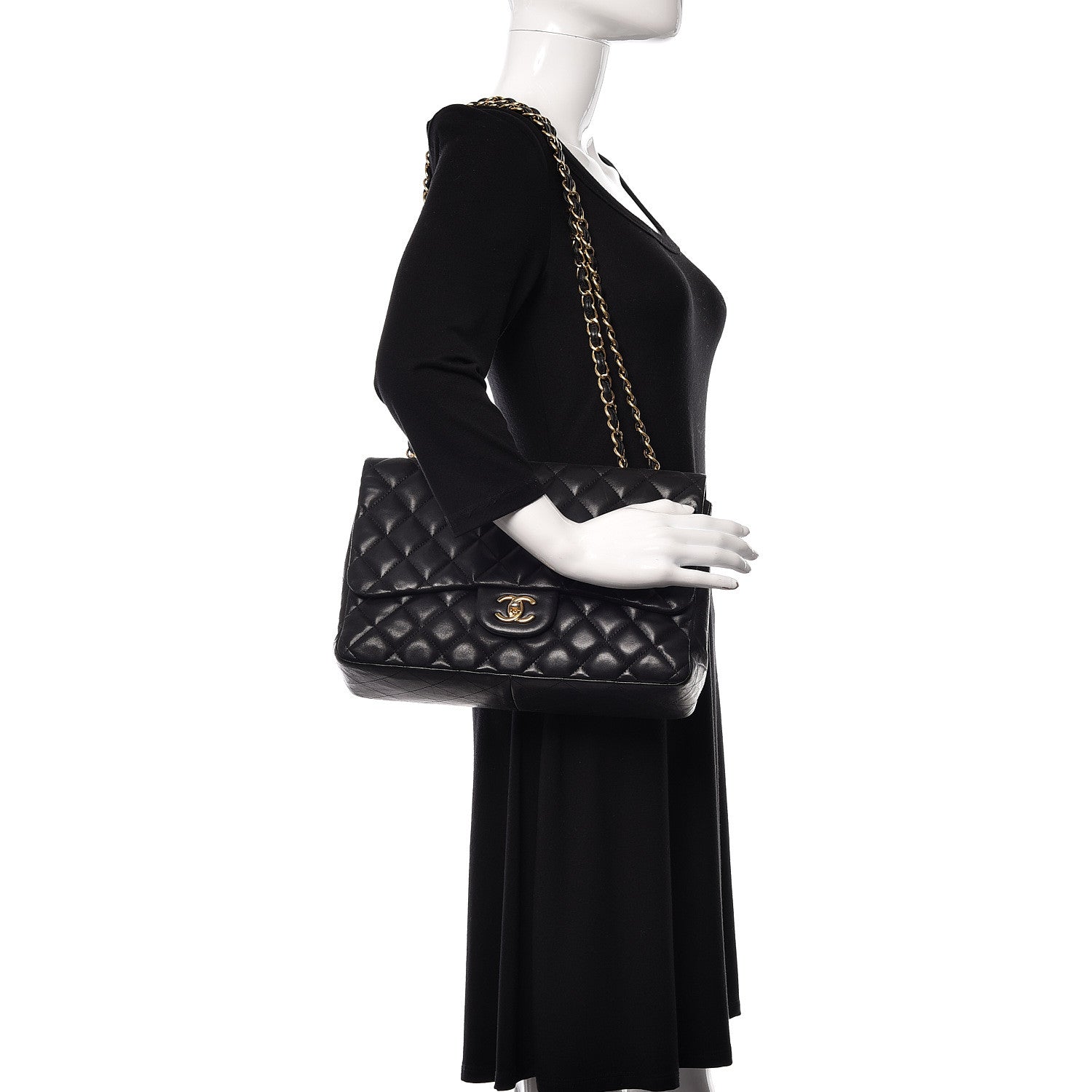 Chanel Lambskin Quilted Jumbo Single Flap Black 2 of 23