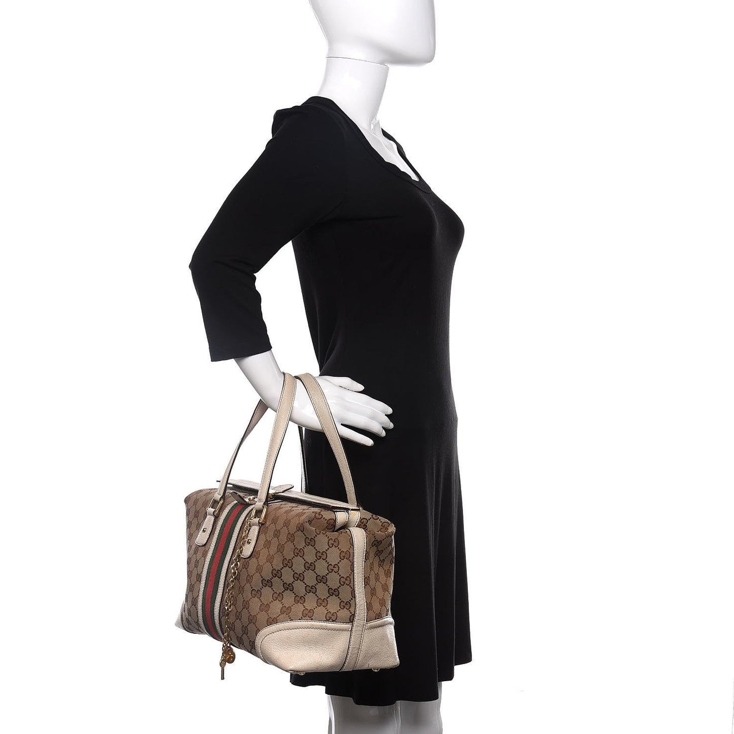 Monogram Web Large Treasure Boston Tote Beige