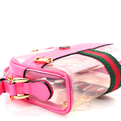 Gucci Vinyl Web Mini Ophidia Transparent Shoulder Bag Fluorescent Fuchsia 8 of 9