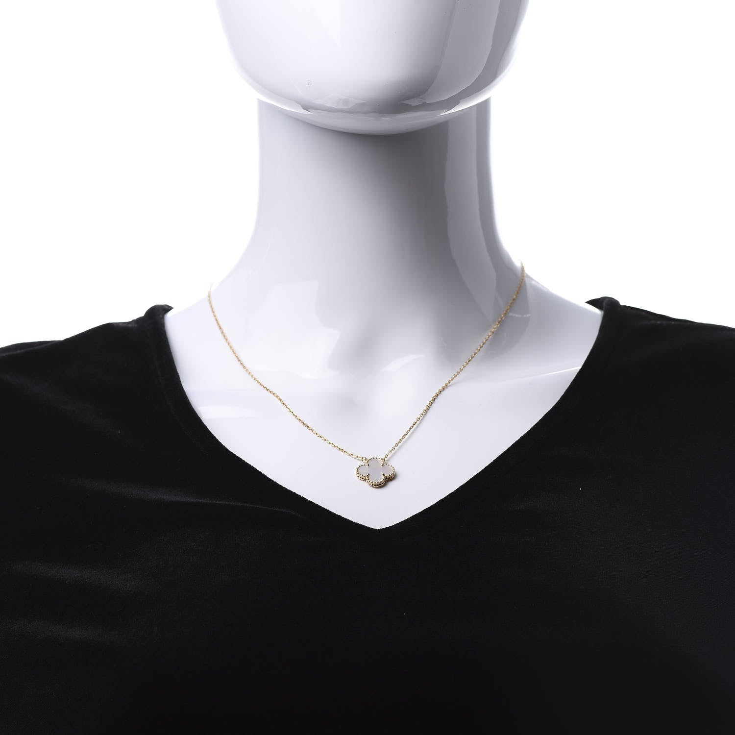 Van Cleef & Arpels 18K Yellow Gold Mother of Pearl Vintage Alhambra Pendant Necklace 2 of 6