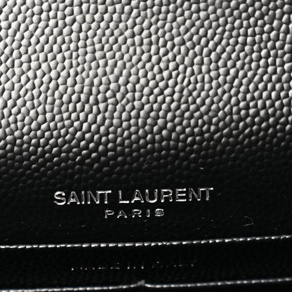 Saint Laurent Grain De Poudre Matelasse Chevron Monogram Envelope Chain Wallet Black 6 of 10