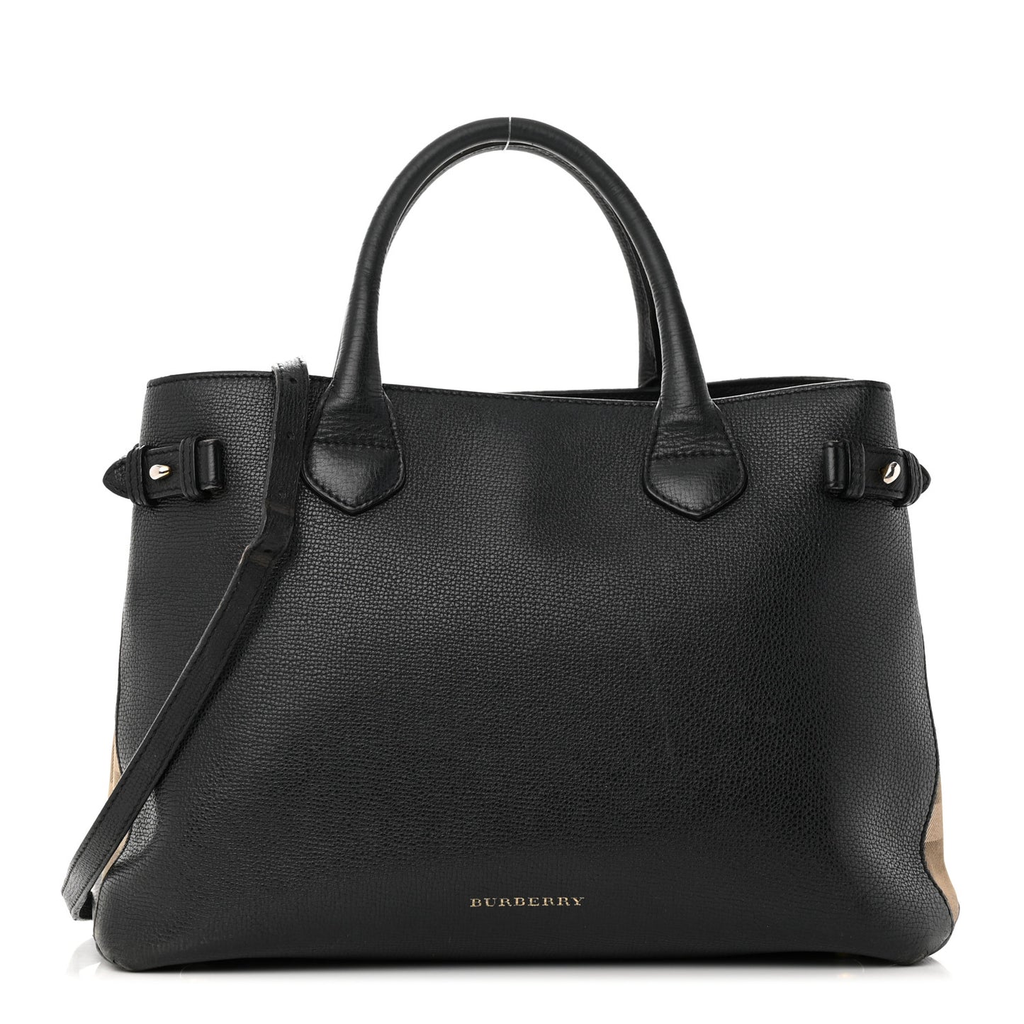Derby Calfskin House Check Medium Banner Tote Black