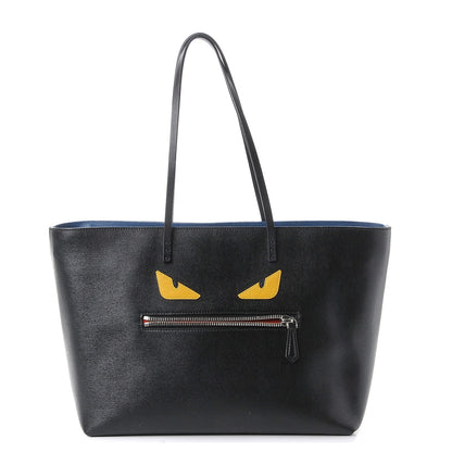 Fendi Vitello Elite Cuoio Monster Buggies Medium Roll Tote Black Multicolor Blue Cobalto 1 of 7
