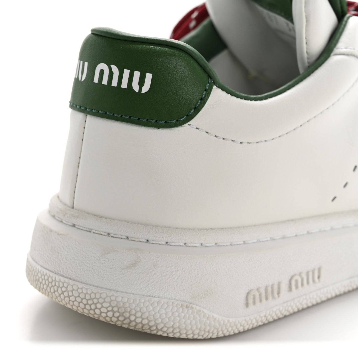 Calfskin Womens Low Top Sneakers 36.5 White Green
