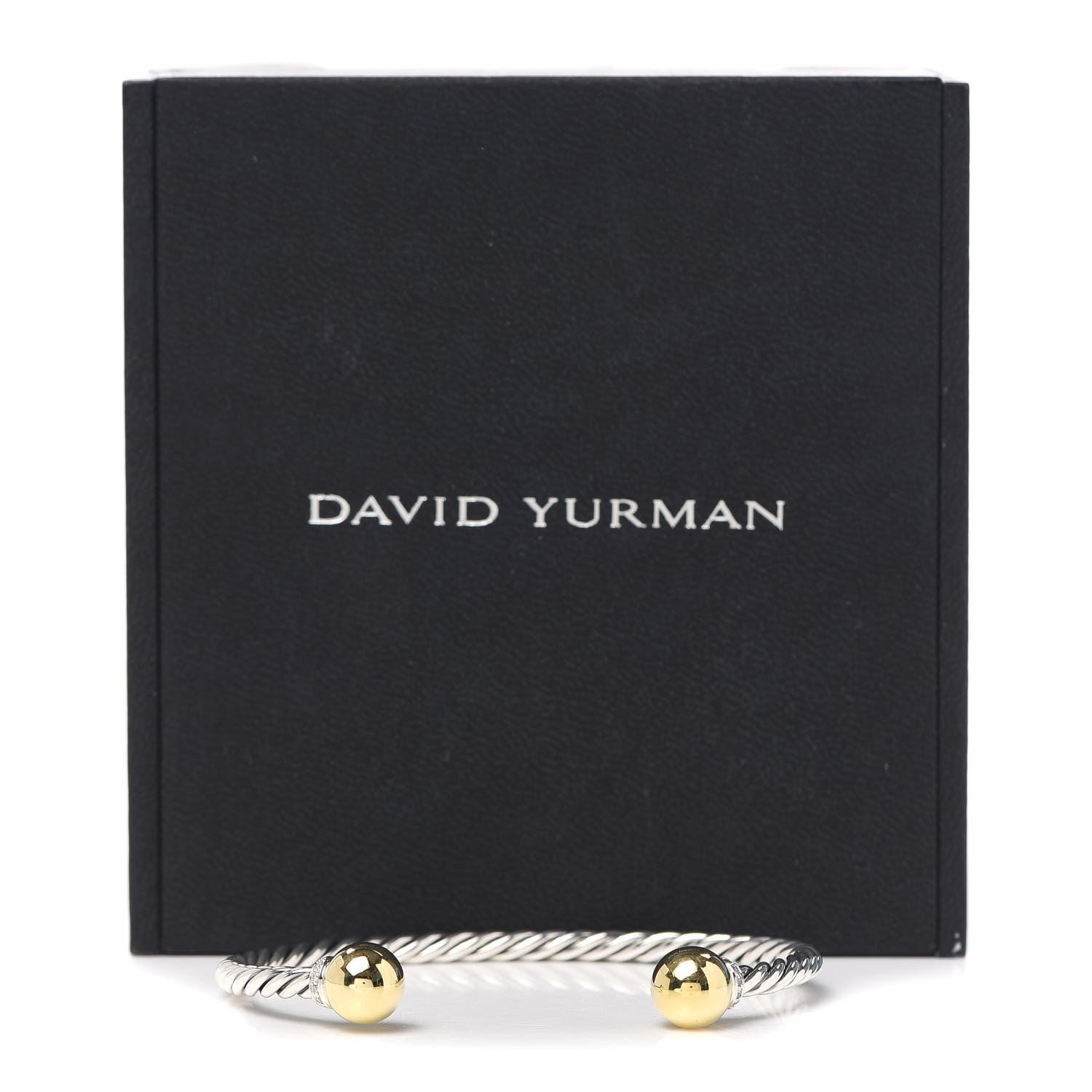 David Yurman Sterling Silver 18K Yellow Gold Diamond 9mm Solari Bead Bracelet 5 of 5