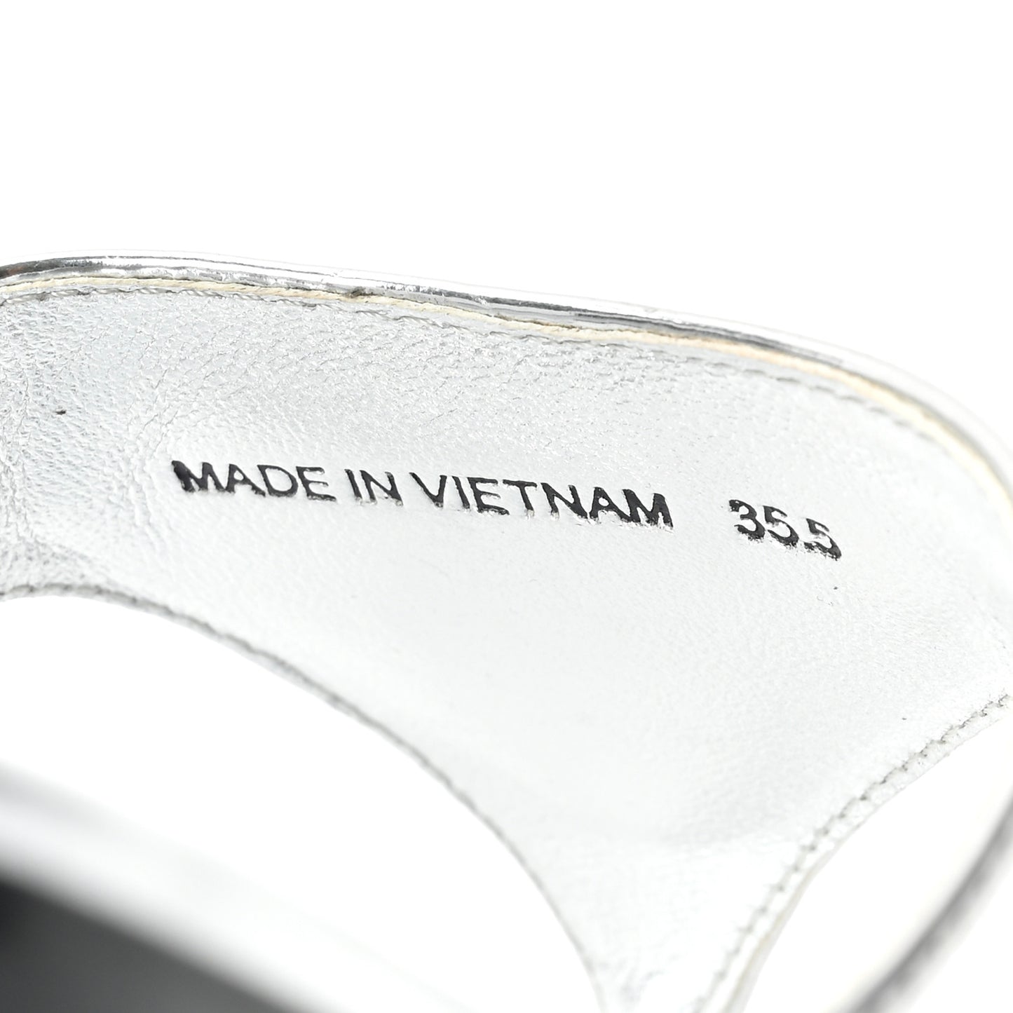 Metallic Calfskin Logo Thong Sandals 35.5 Silver