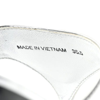 Prada Metallic Calfskin Logo Thong Sandals 35.5 Silver 7 of 9