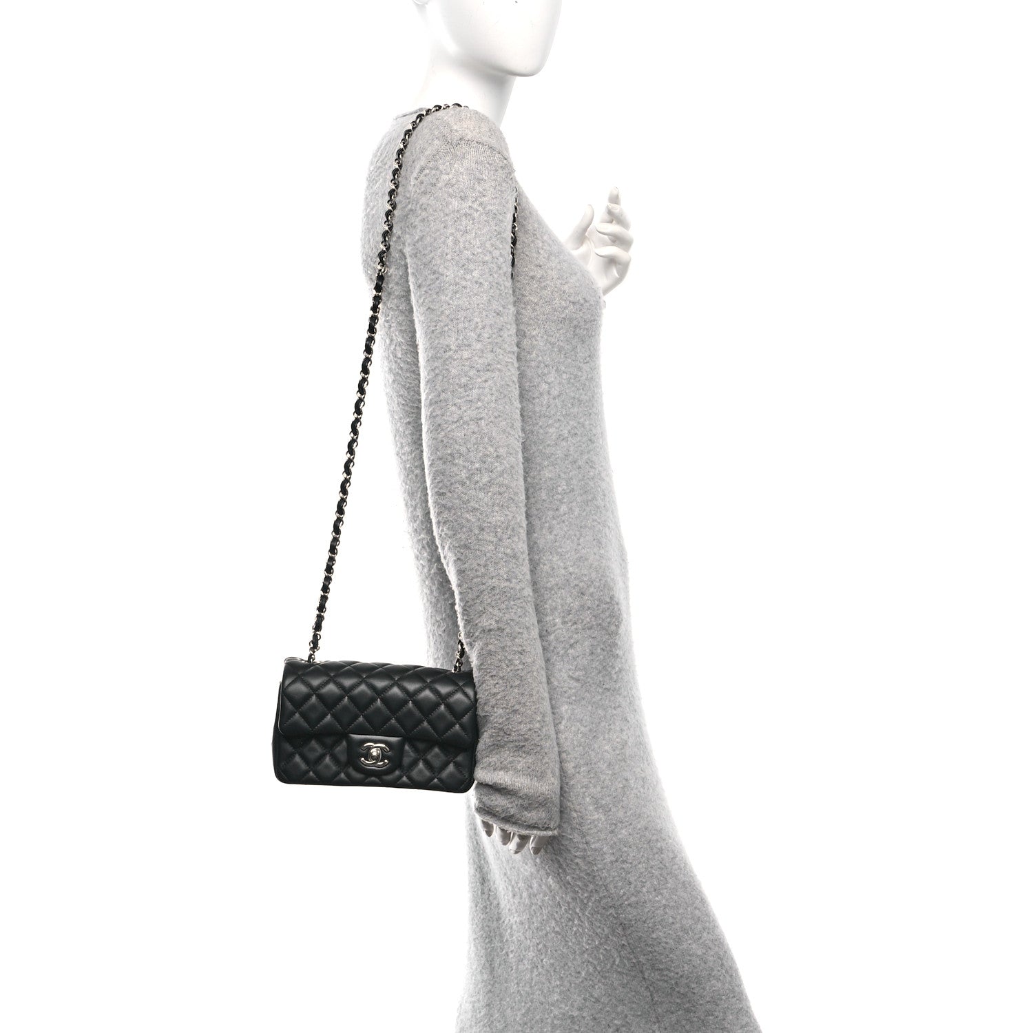 Chanel Lambskin Quilted Mini Rectangular Flap Black 2 of 11