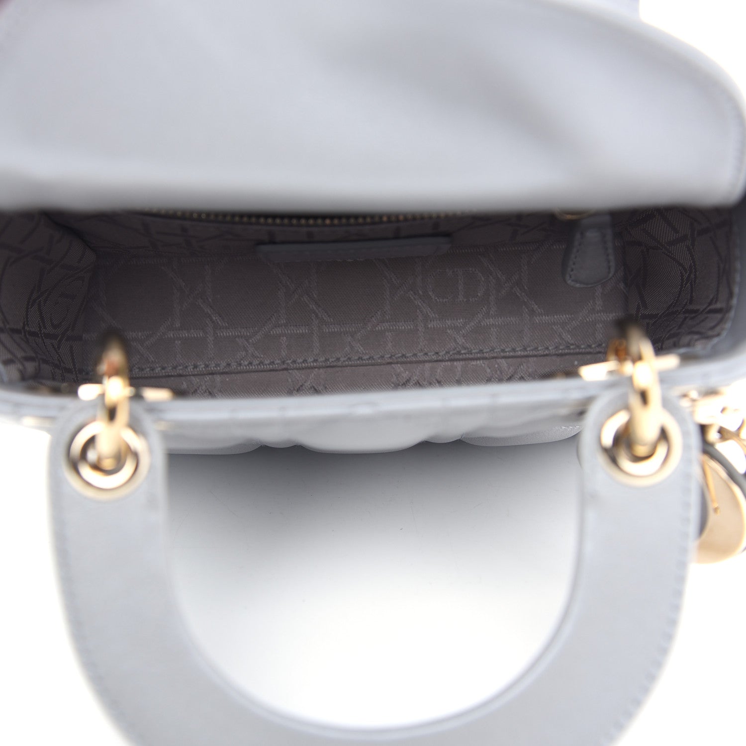 Christian Dior Metallic Lambskin Cannage Mini Lady Dior Grey 7 of 9