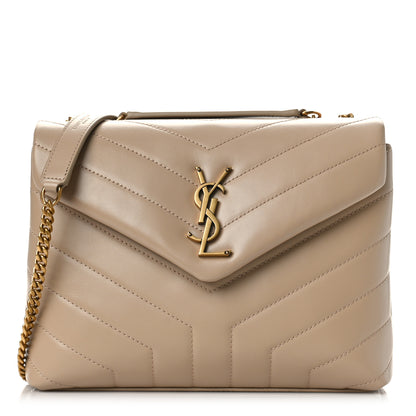 Saint Laurent Calfskin Y Quilted Monogram Small Loulou Chain Satchel Dark Beige 1 of 9