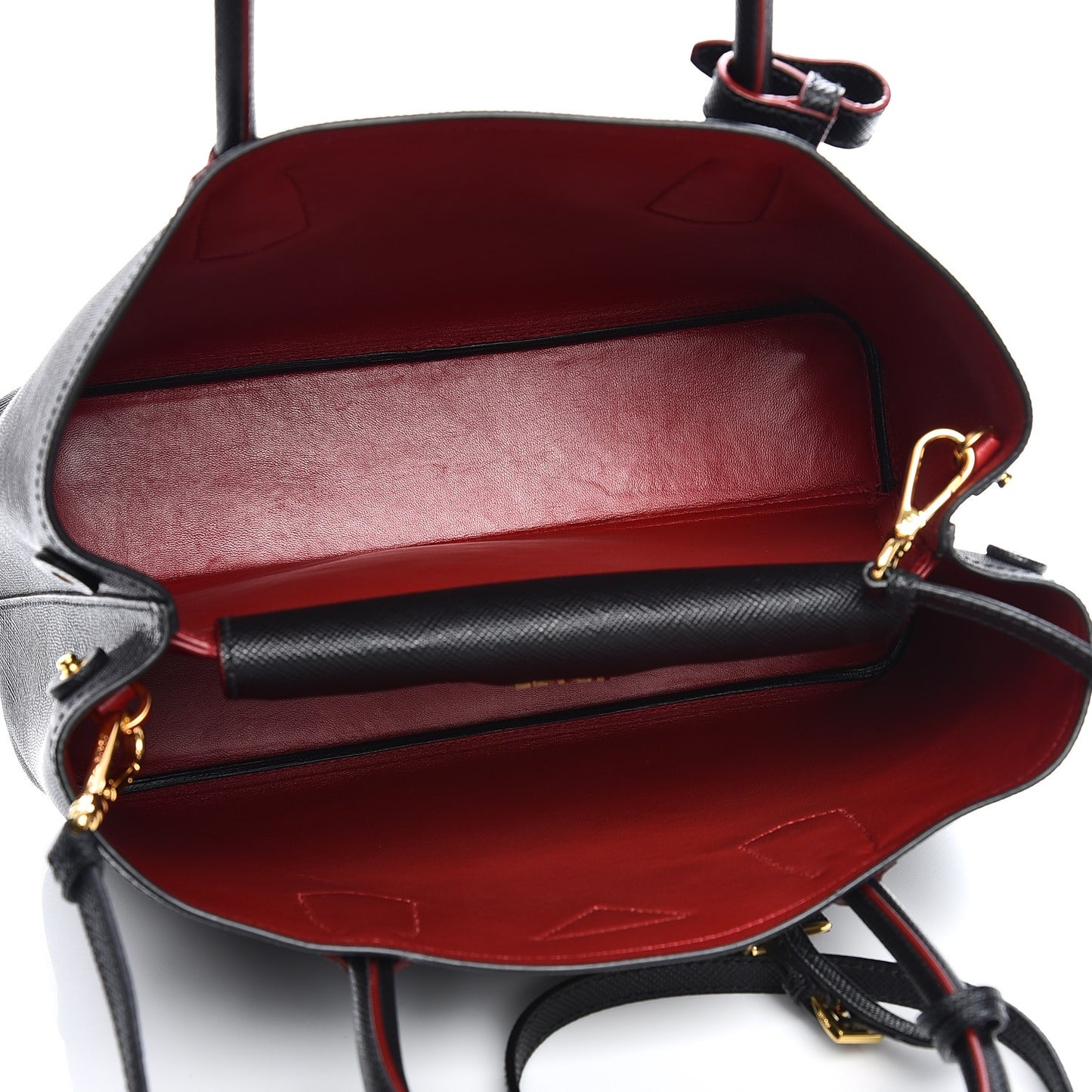 Saffiano Cuir Medium Double Bag Black Fuoco
