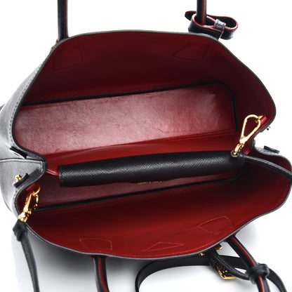 Prada Saffiano Cuir Medium Double Bag Black Fuoco 6 of 7