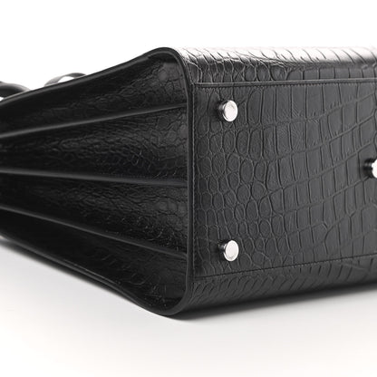 Saint Laurent Calfskin Crocodile Embossed Small Sac de Jour Black 9 of 12