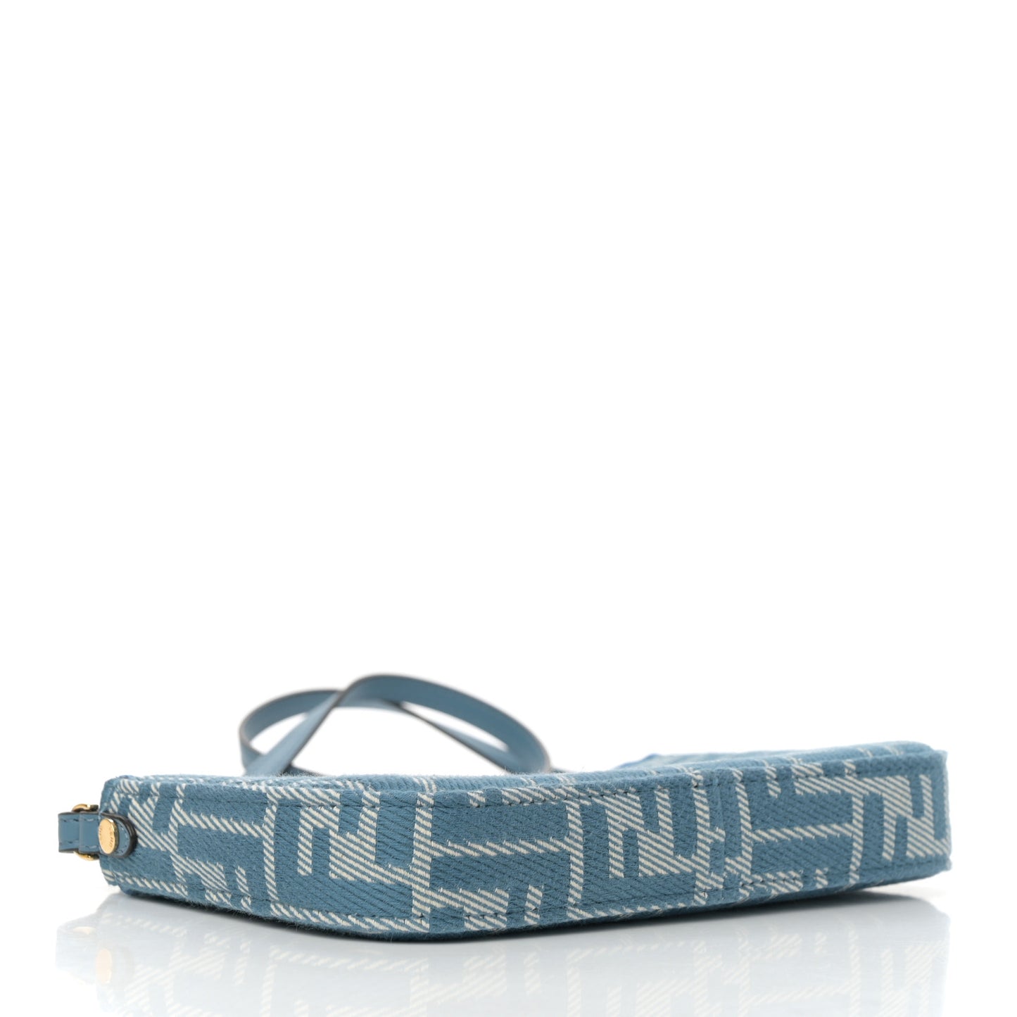 Denim Effect Fabric Jacquard FF Baguette Pouch Blue