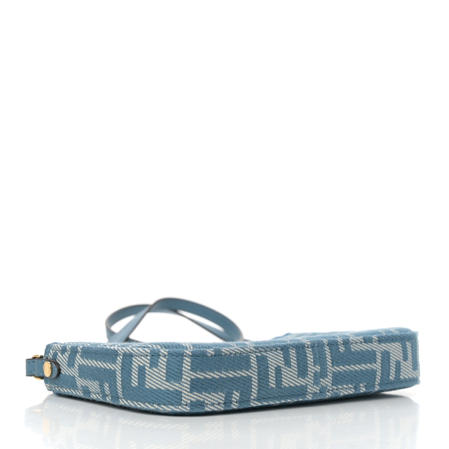 Fendi Denim Effect Fabric Jacquard FF Baguette Pouch Blue 4 of 12