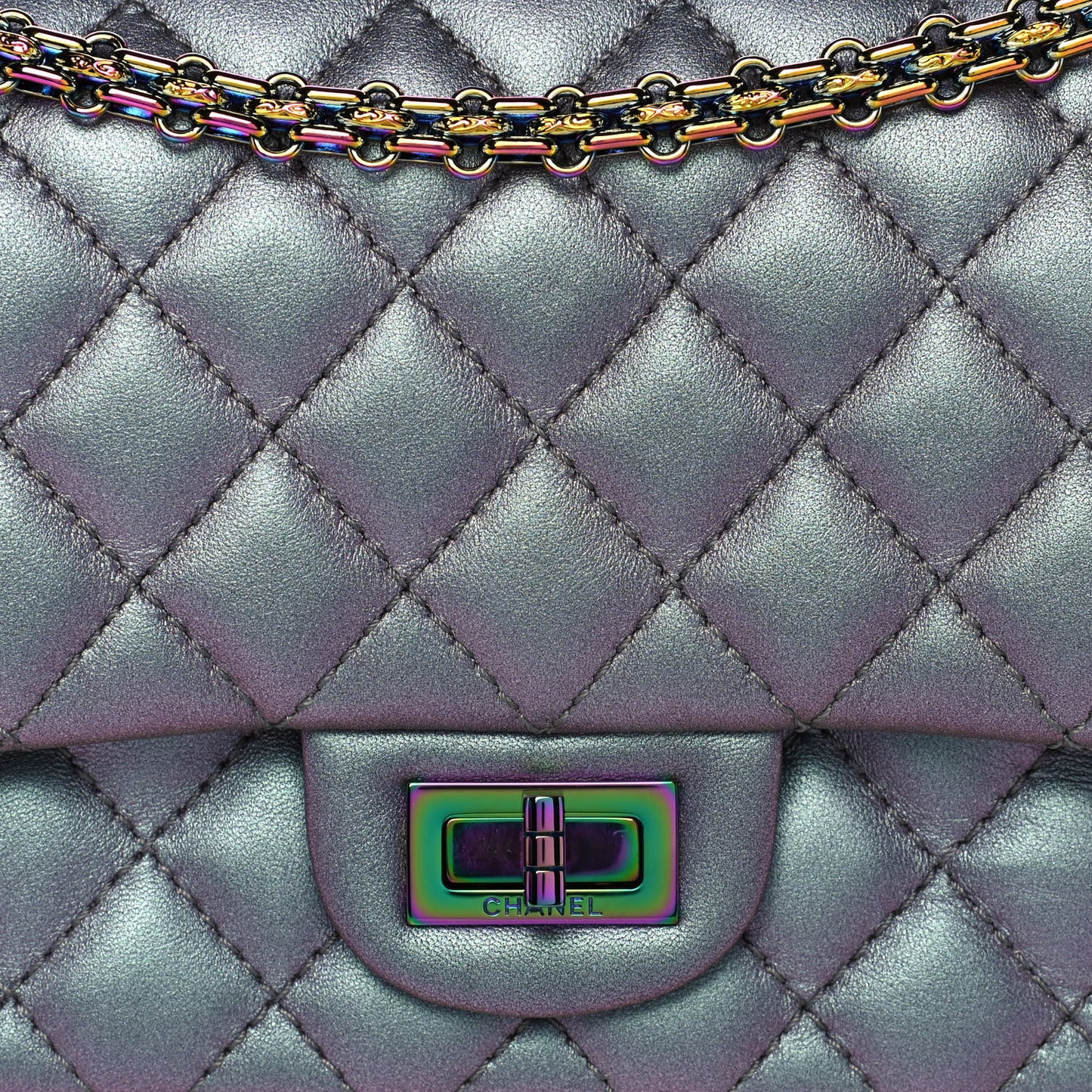 Iridescent Lambskin Quilted 2.55 Reissue 225 Flap Light Purple