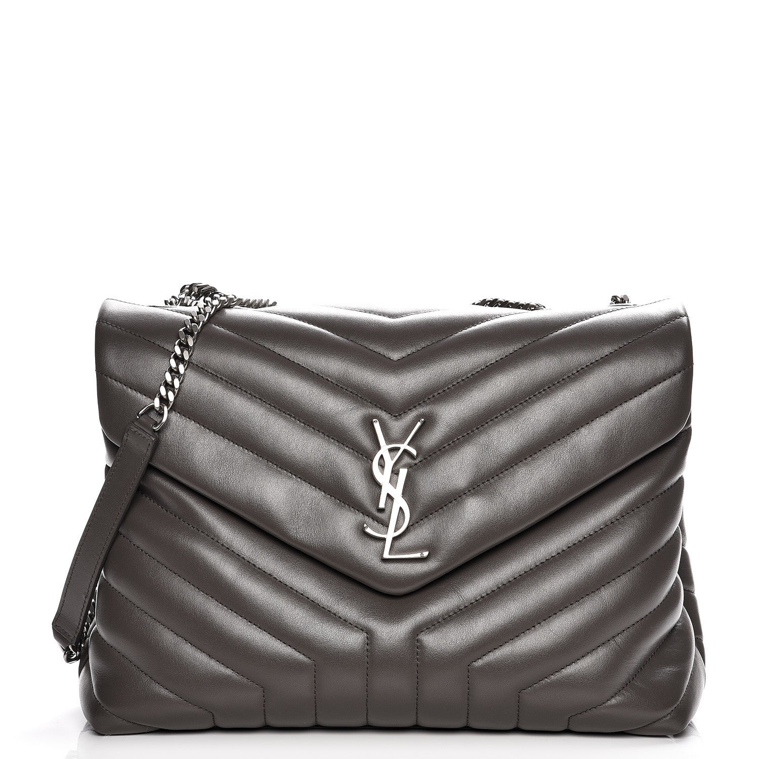 Saint Laurent Calfskin Y Quilted Monogram Medium Loulou Chain Satchel Earth 1 of 6