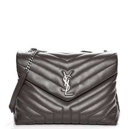 Saint Laurent Calfskin Y Quilted Monogram Medium Loulou Chain Satchel Earth 1 of 6