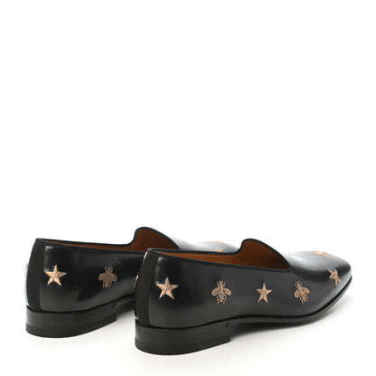 Gucci Calfskin Bee Star Embroidered Mens Slip On Loafers 6 Black 4 of 8