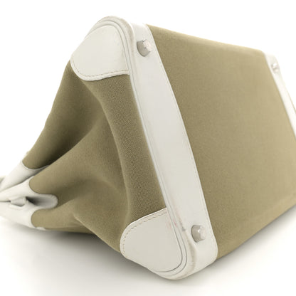 Hermes Swift Toile Birkin 35 White Vert Miliatire 9 of 20