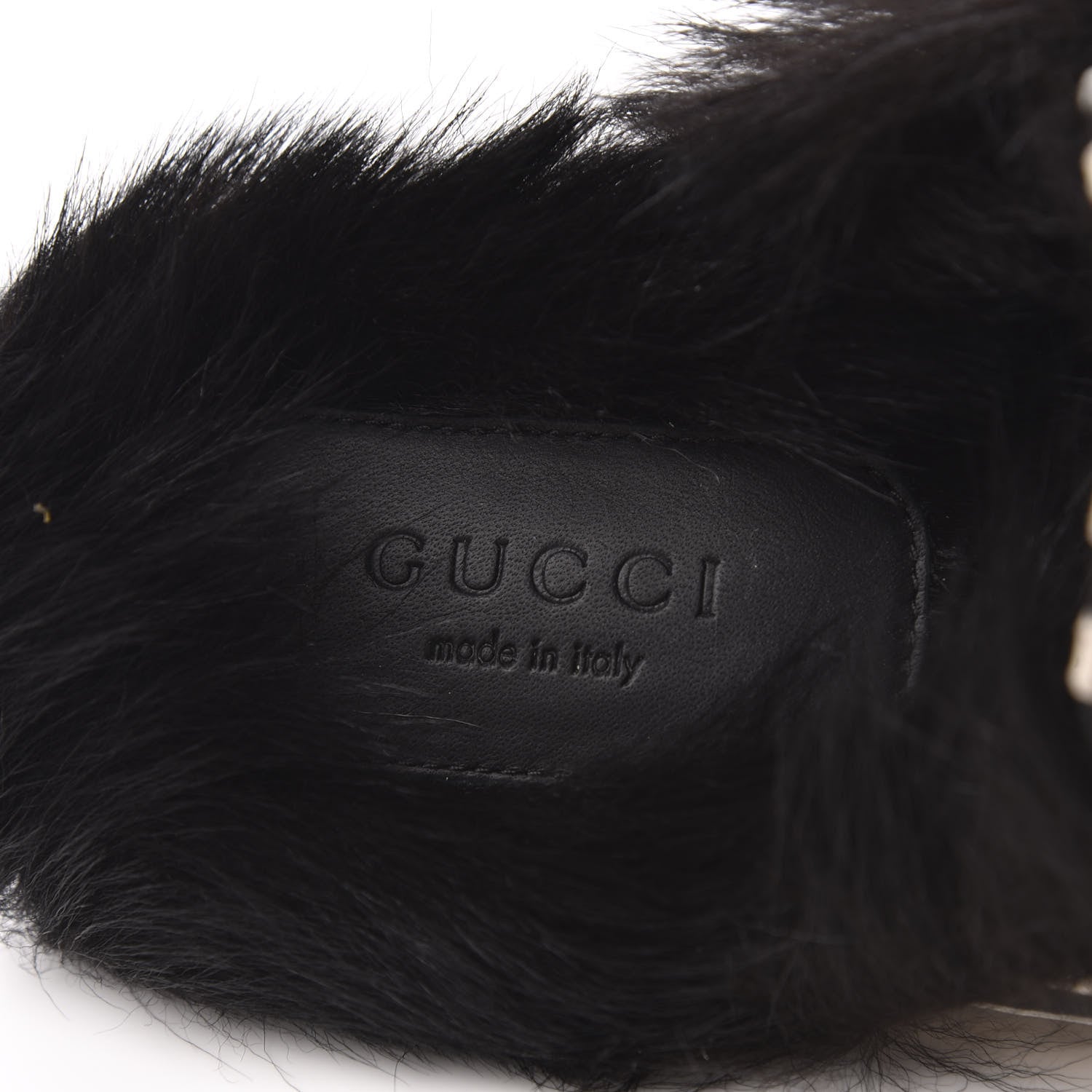 Gucci Malaga Kid Fur Zebra Inlay Womens Princetown Slippers 35.5 Mystic White Black 6 of 8