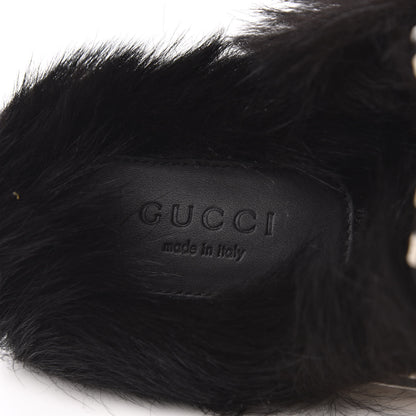 Gucci Malaga Kid Fur Zebra Inlay Womens Princetown Slippers 35.5 Mystic White Black 6 of 8