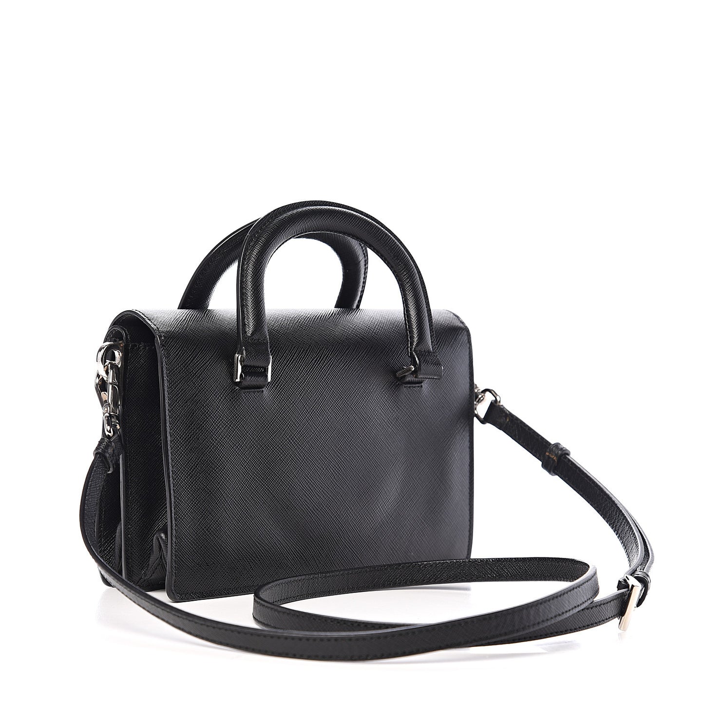 Saffiano Lux Mini Sound Top Handle Crossbody Bag Black